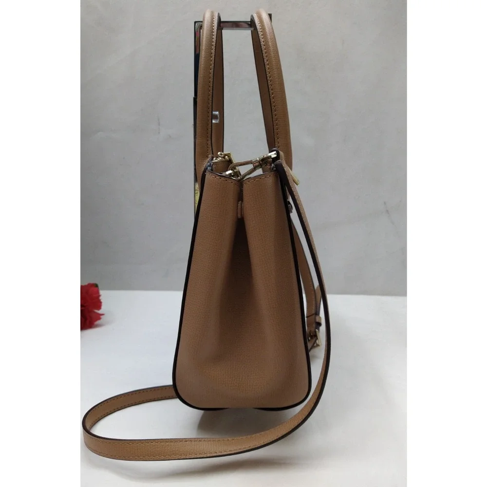 Kate Spade New York Brown Tan Leather Carryall Double Handles Satchel Bag